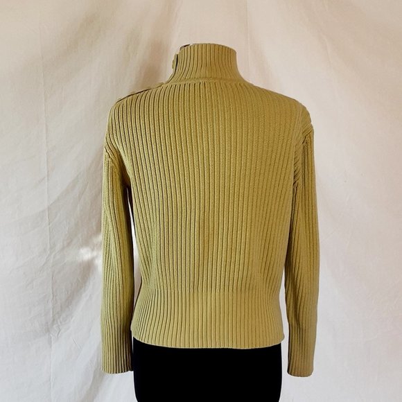 J Jill Subdued Lime Green 100% Cotton Knit Sweater - Picture 2 of 8
